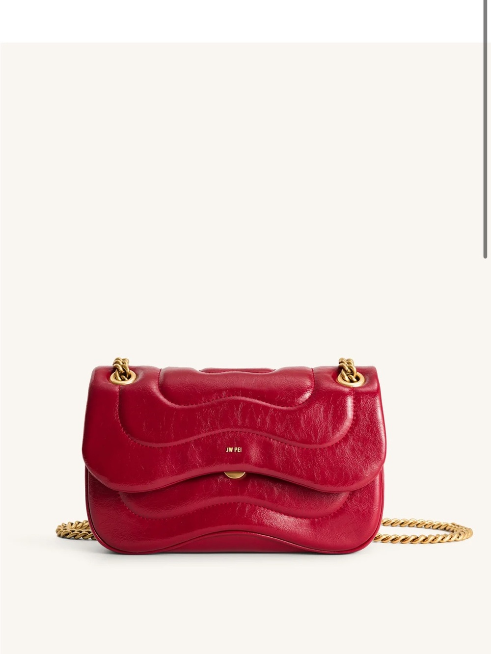 JW PEI Crimson Quilted Crossbody with Gold Chain